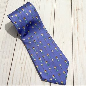 ALYNN Blue Martini Print 100% Silk Tie